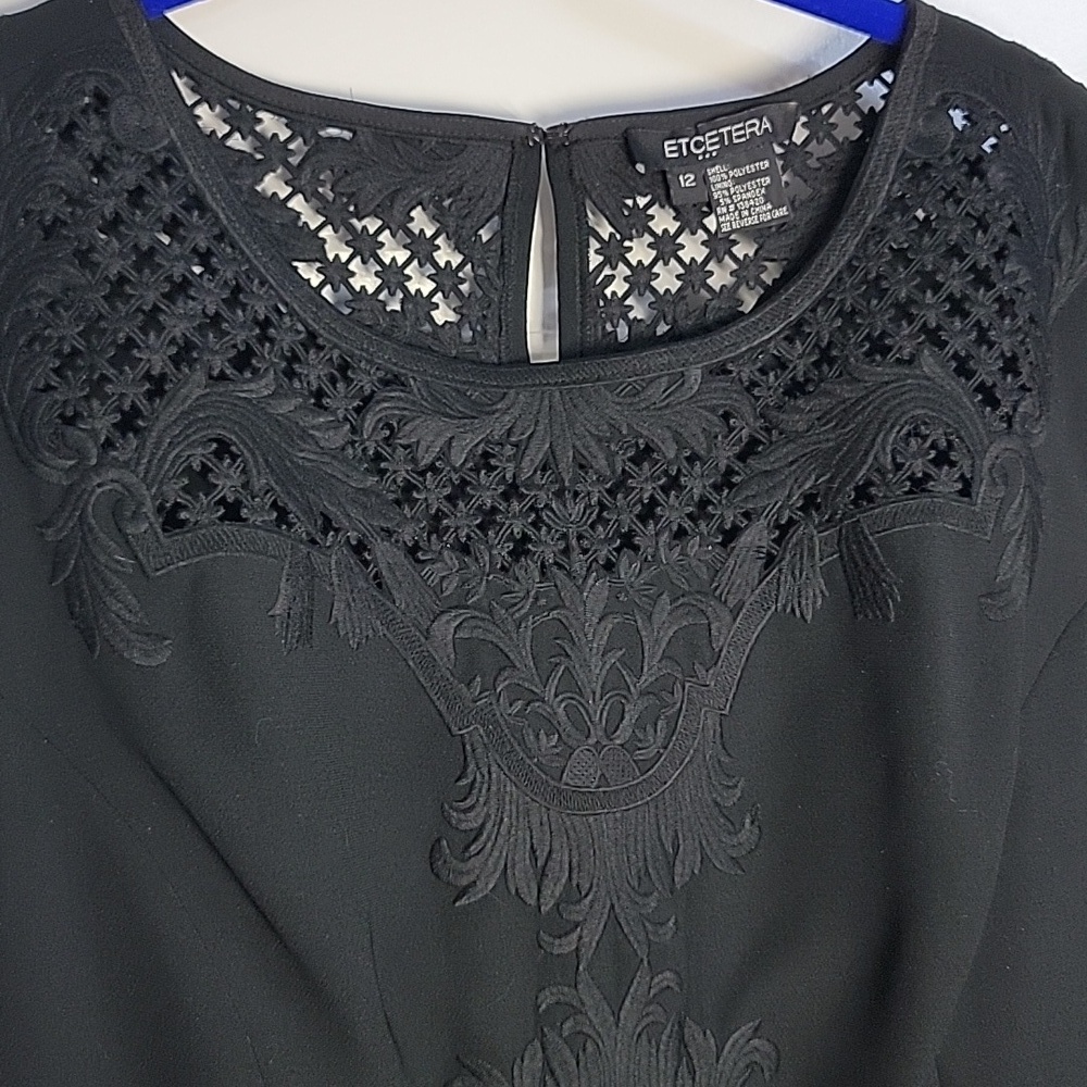 ETCETERA BLACK LACE EMBROIDERED SHEATH DRESS SZ 12 - Picture 3 of 10